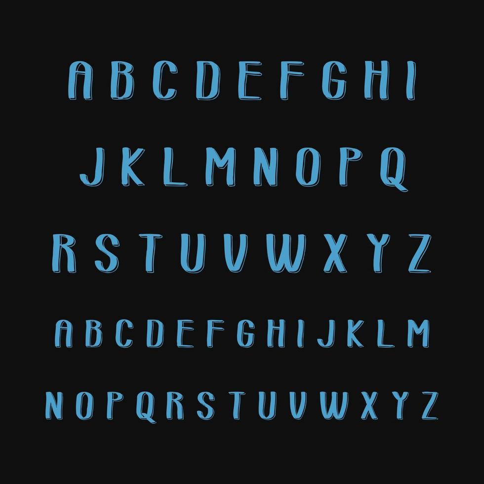 Modern Blue Retro Font A to Z vector