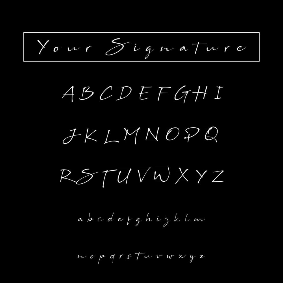 Signature Isolated Font A to Z vector