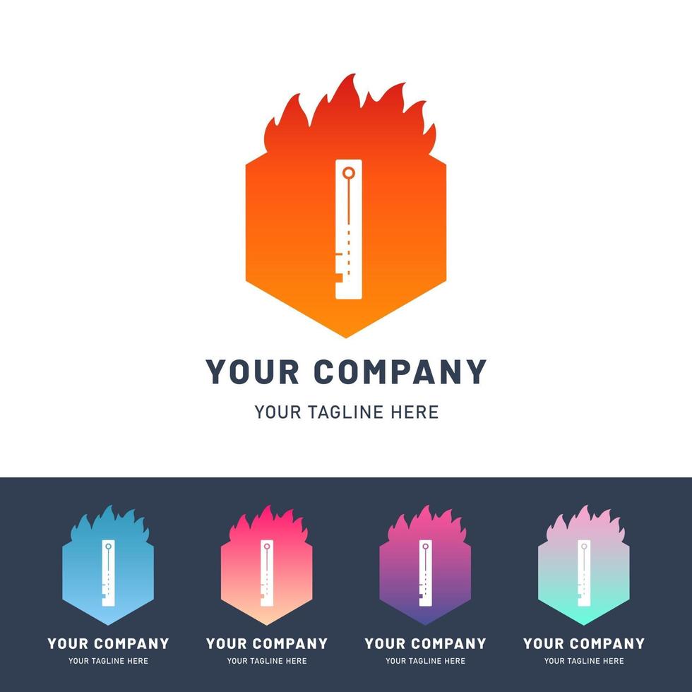 Modern Letter I Fire Logo vector