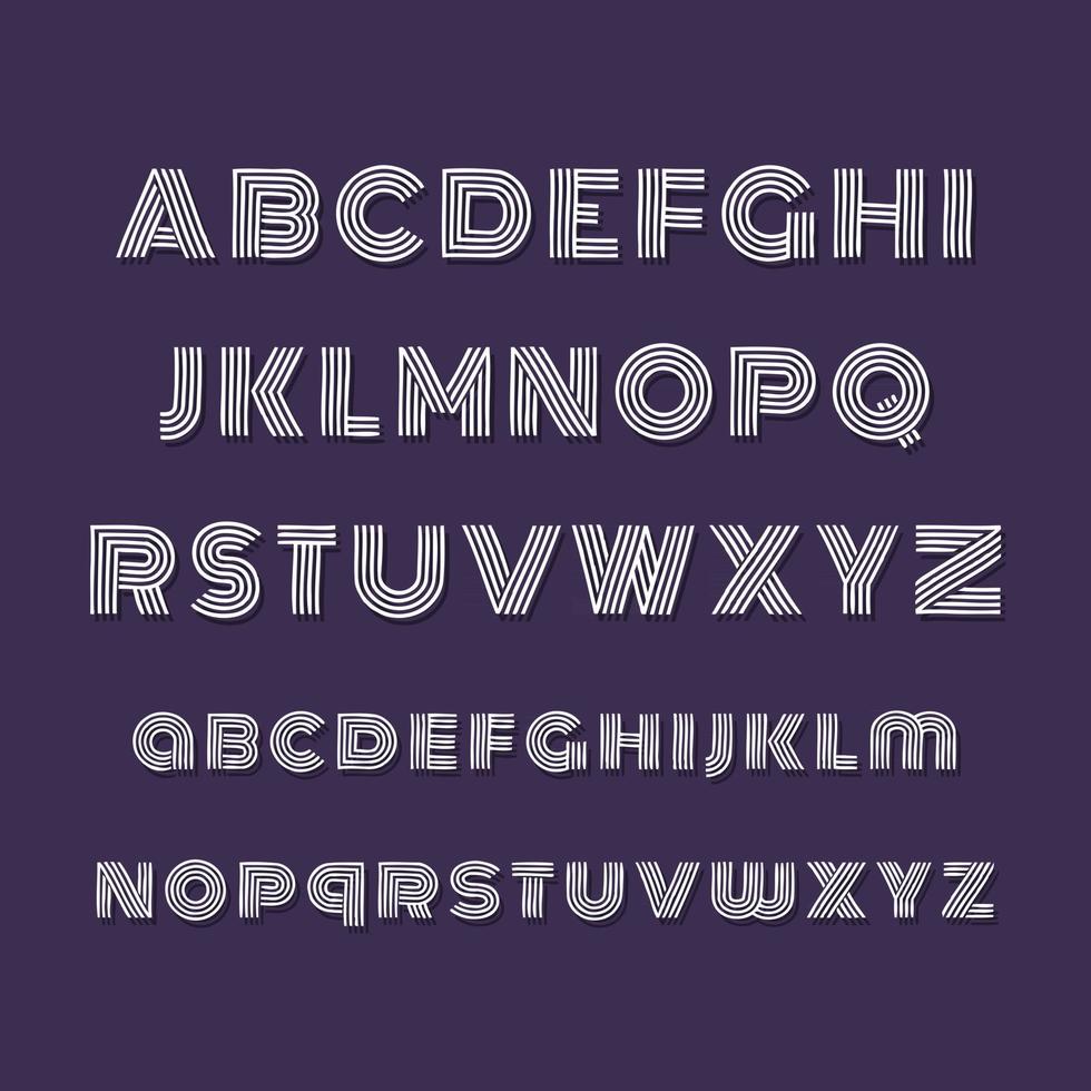 Cute Lined Font With Alphabet A to Z vector