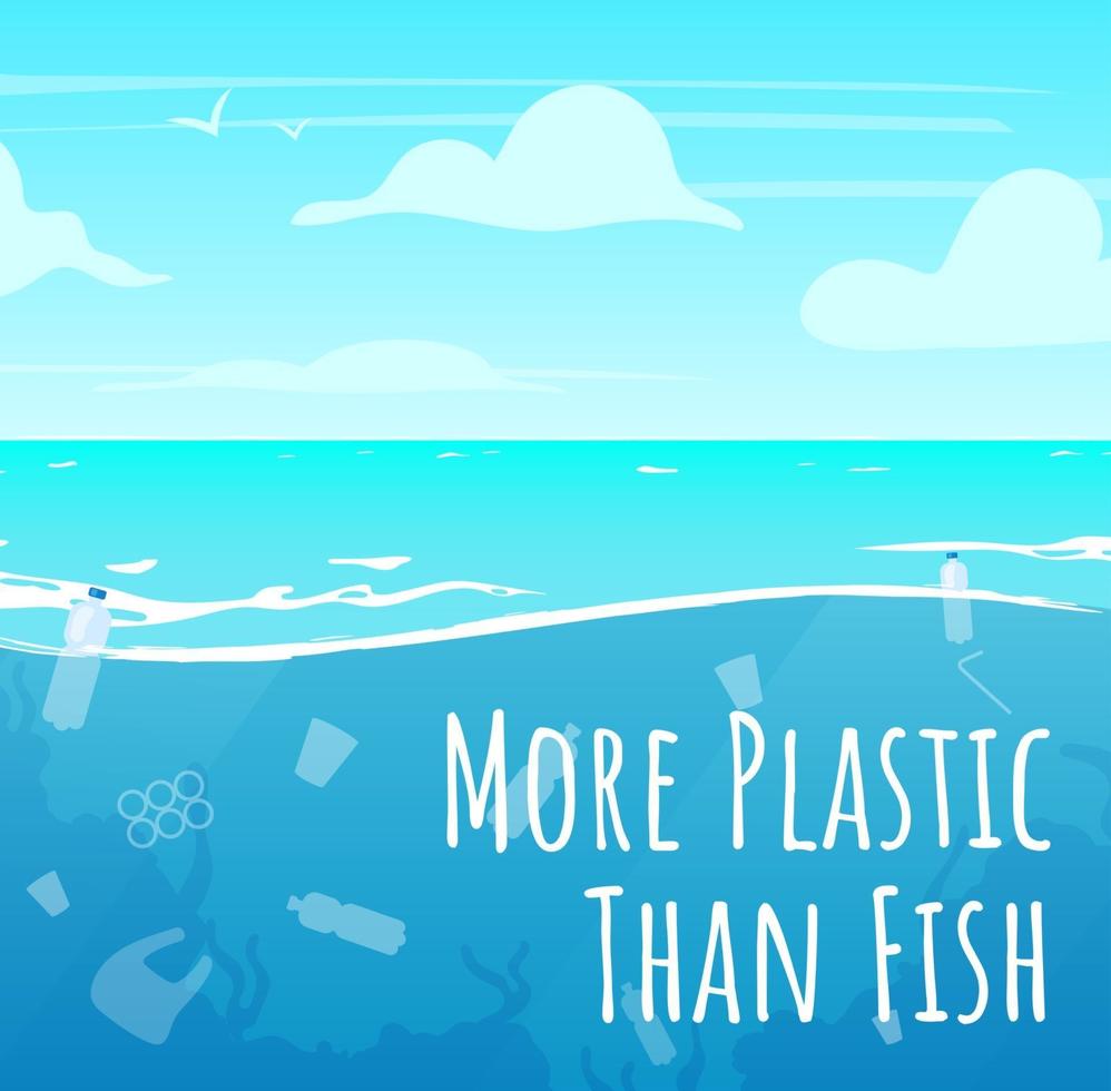 More plastic than fish social media post mockup. Ocean contamination ...