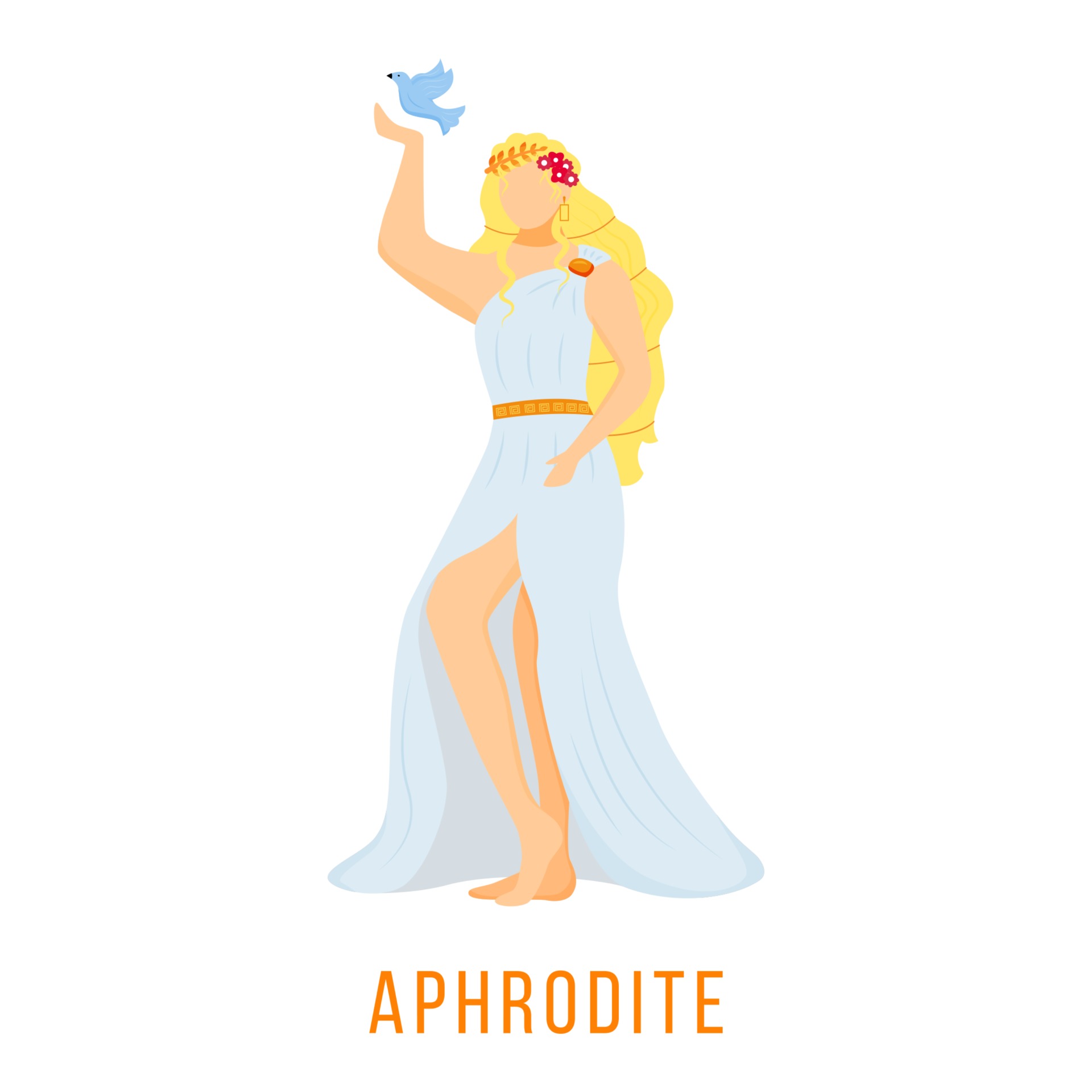 Aphrodite flat vector illustration. Ancient Greek deity. Goddess of love,  beauty and eternal youth. Mythology. Divine mythological figure. Isolated  cartoon character on white background 2905766 Vector Art at Vecteezy