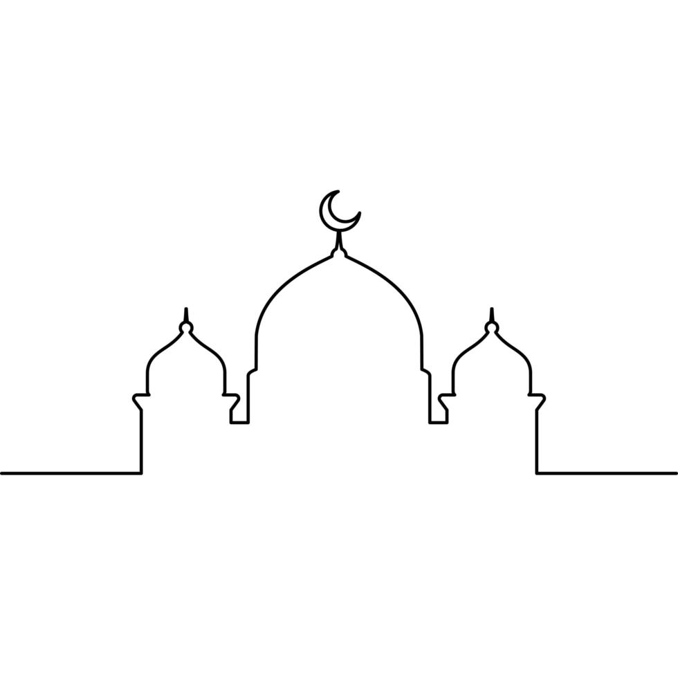 Mosque line art vector minimalist design. islamic ornament background.