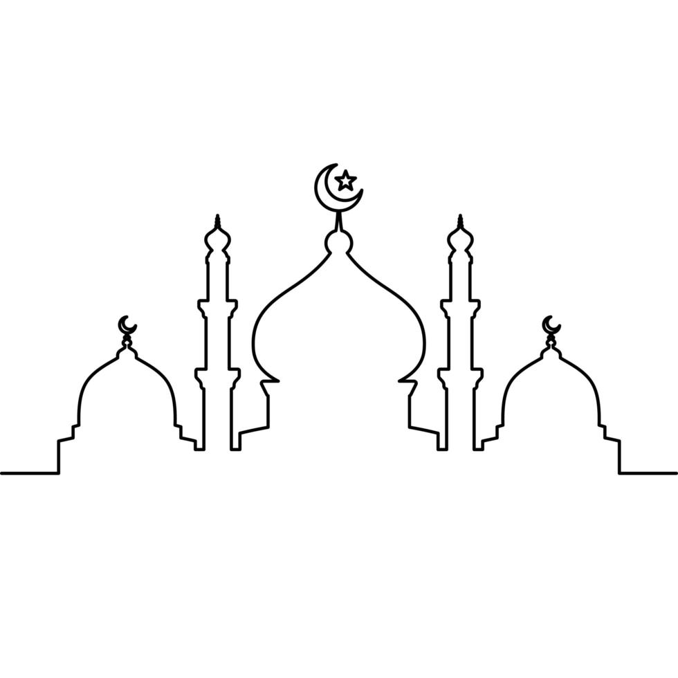 Mosque line art vector minimalist design. islamic ornament background.