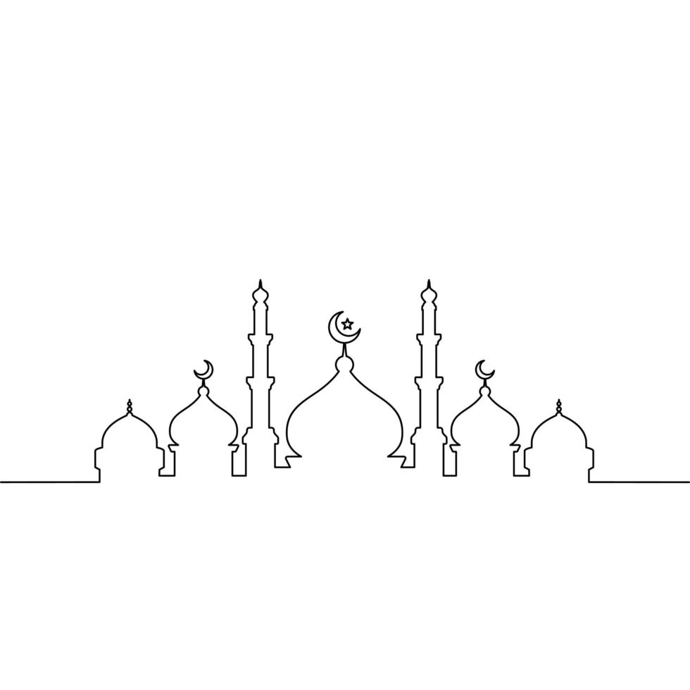 Mosque line art vector minimalist design. islamic ornament background.