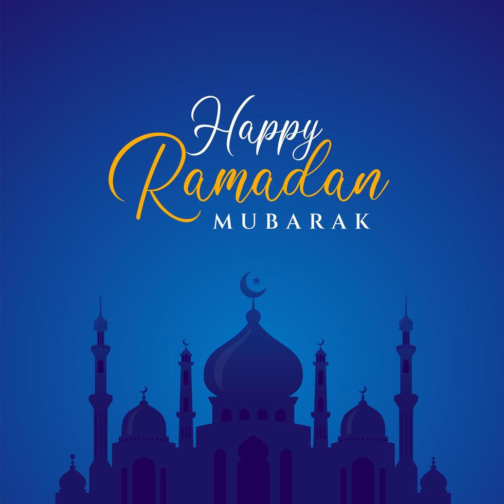 Ramadan kareem islamic background design with mosque illustration. Can be used for greetings card, backdrop or banner. vector