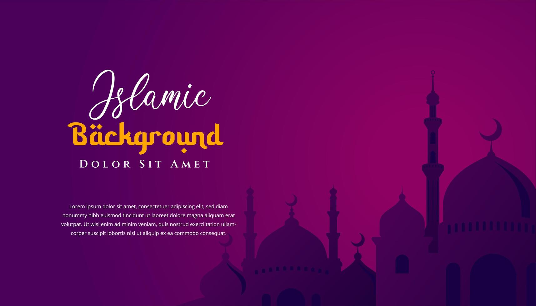 Islamic background design with mosque silhouette illustration. Can be used for greetings card, backdrop or banner. vector