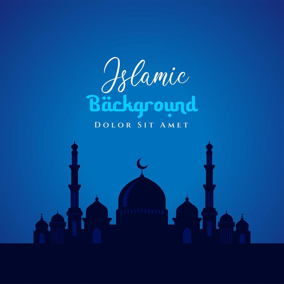 Islamic background design with mosque silhouette illustration. Can be used for greetings card, backdrop or banner. vector