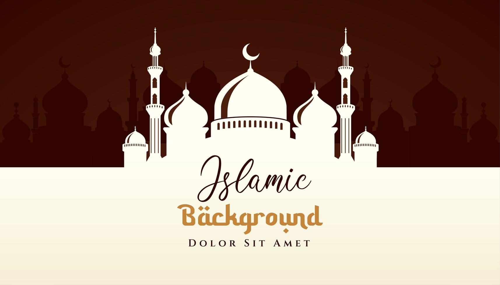 Islamic background design with mosque silhouette illustration. Can be used for greetings card, backdrop or banner. vector