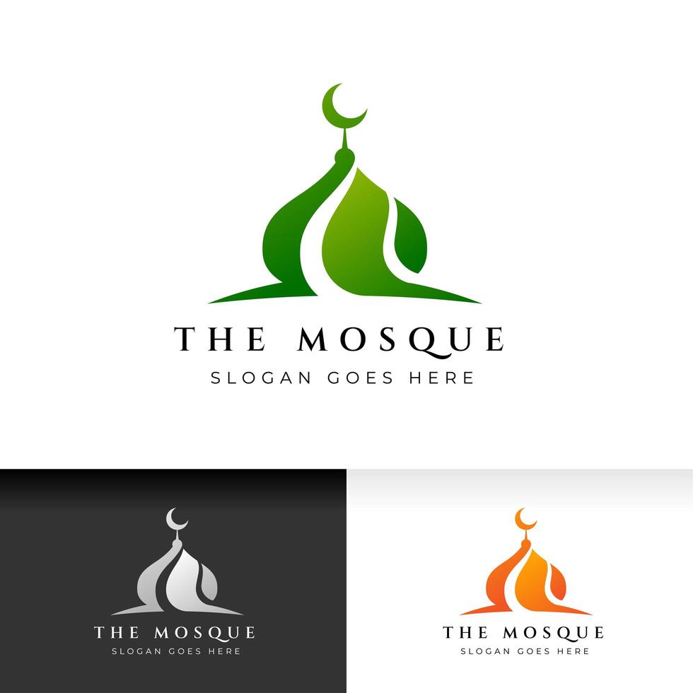 Dome mosque icon silhouette logo vector illustration design template