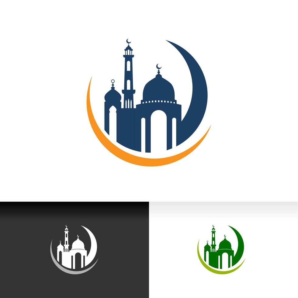 Mosque icon silhouette logo vector illustration design template