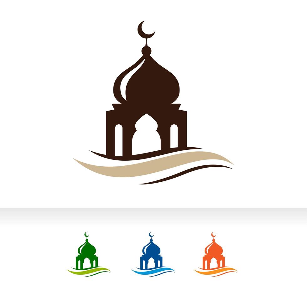 Mosque icon silhouette logo vector illustration design template