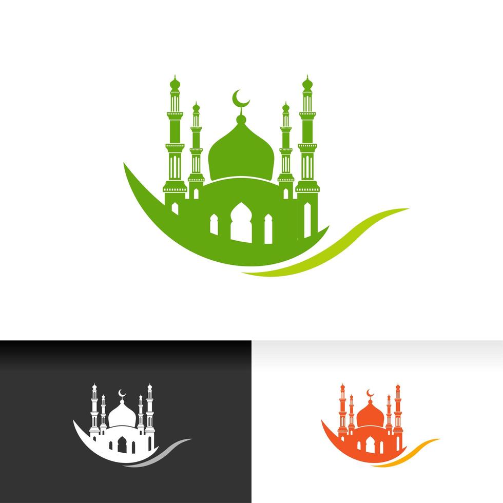 Mezquita silueta icono silueta logo vector ilustración plantilla de diseño