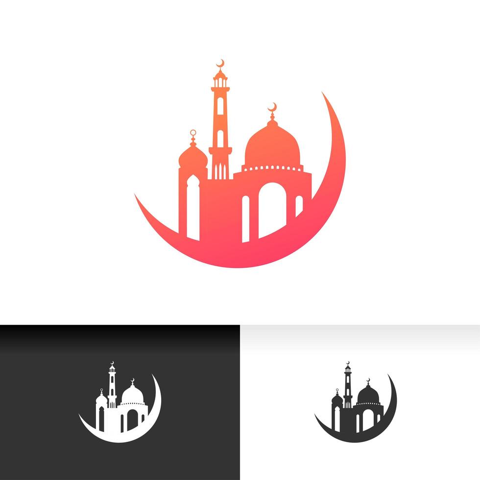 Mosque icon silhouette logo vector illustration design template