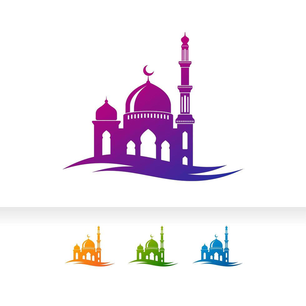 Mosque icon silhouette logo vector illustration design template