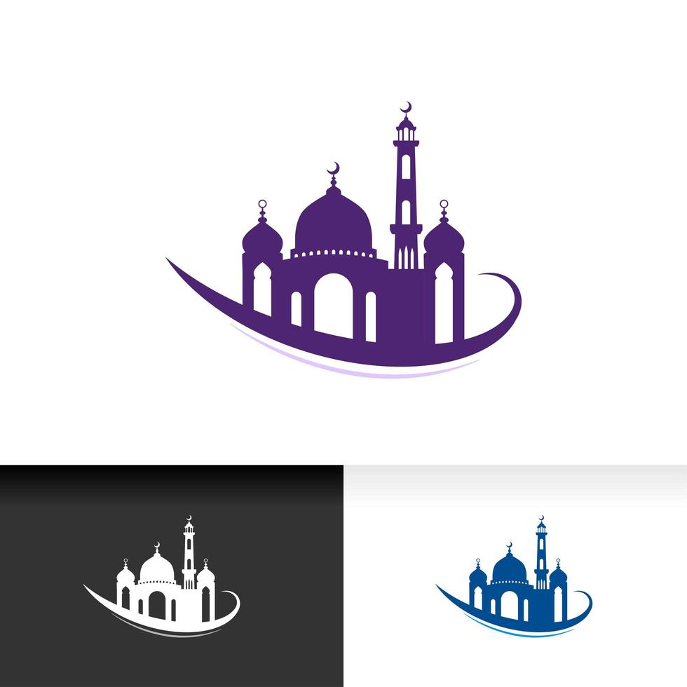 Mosque icon silhouette logo vector illustration design template