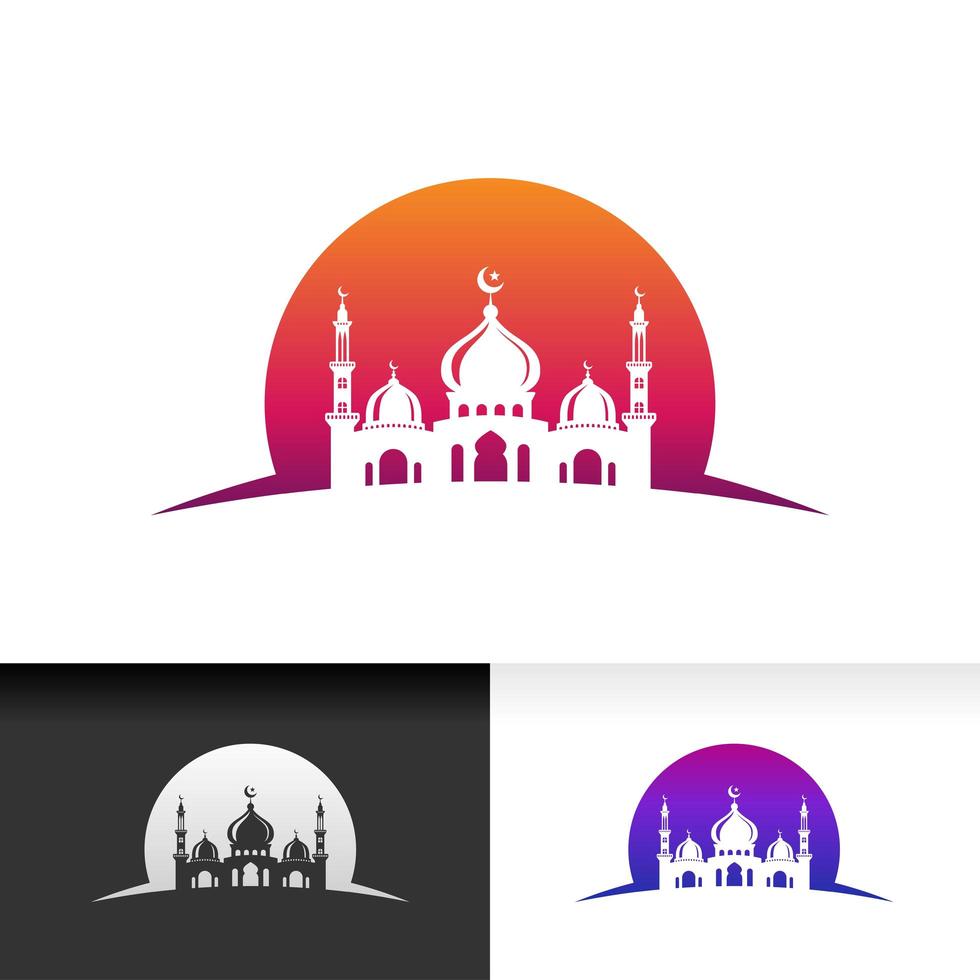 Mosque icon silhouette logo vector illustration design template