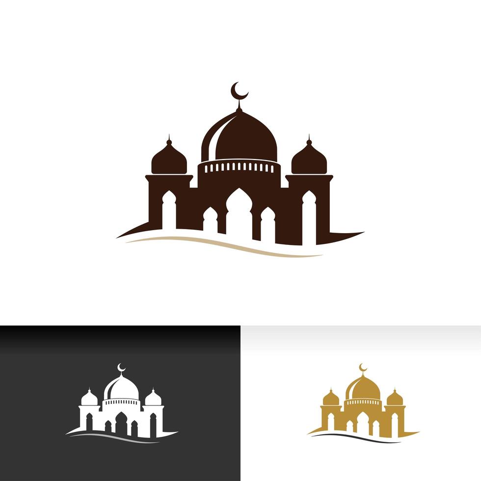 Mosque icon silhouette logo vector illustration design template