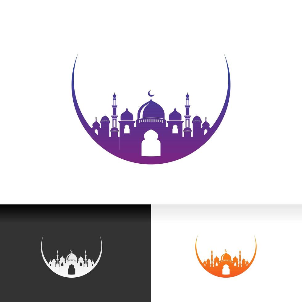 Mosque icon silhouette logo vector illustration design template