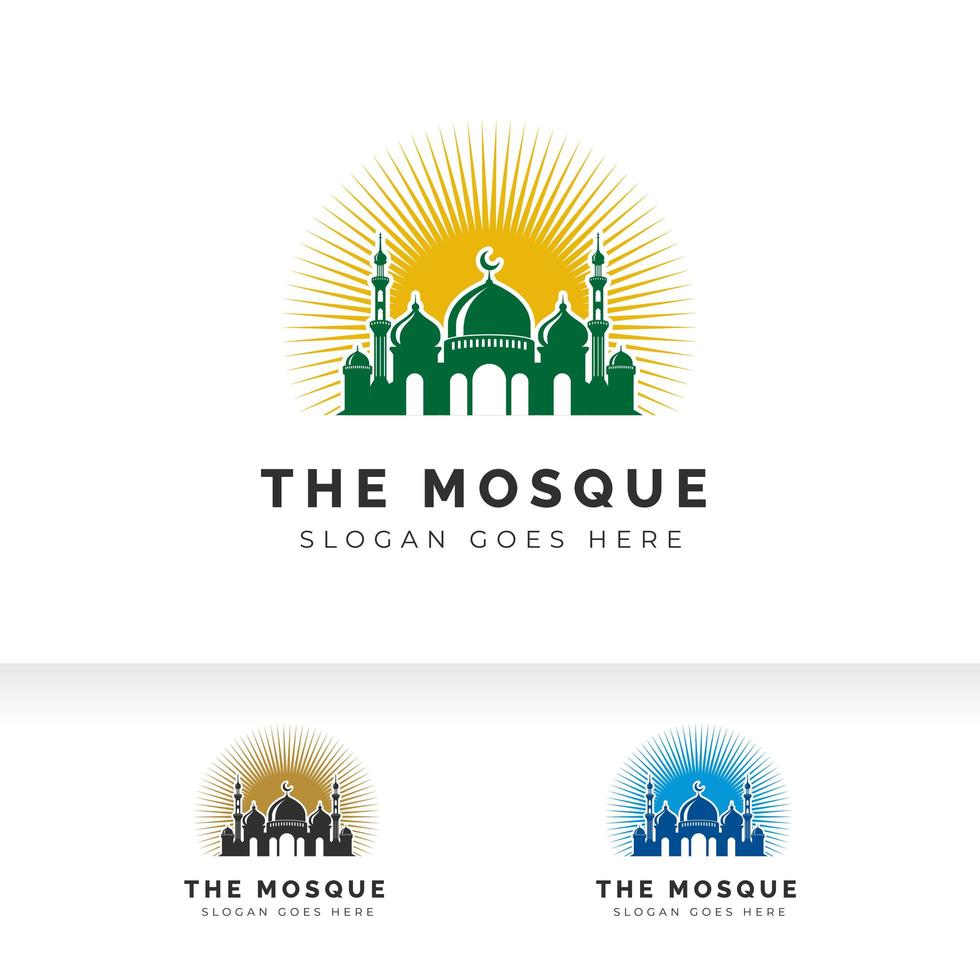 Mosque icon silhouette logo vector illustration design template