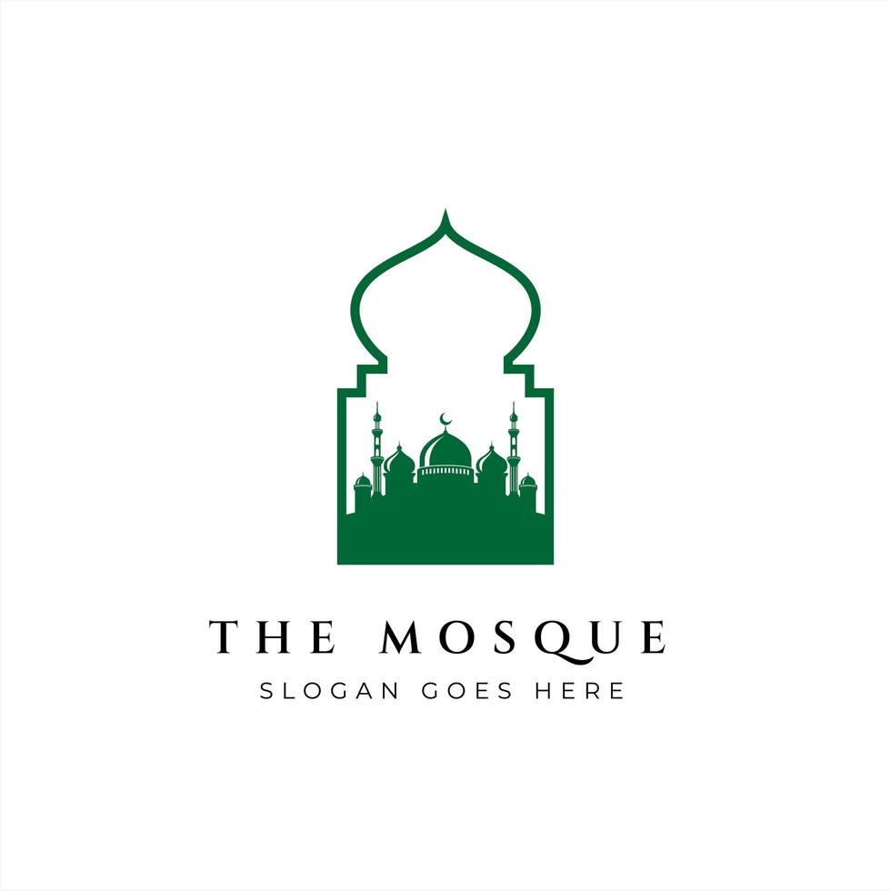 Mosque silhouette icon logo vector illustration design template