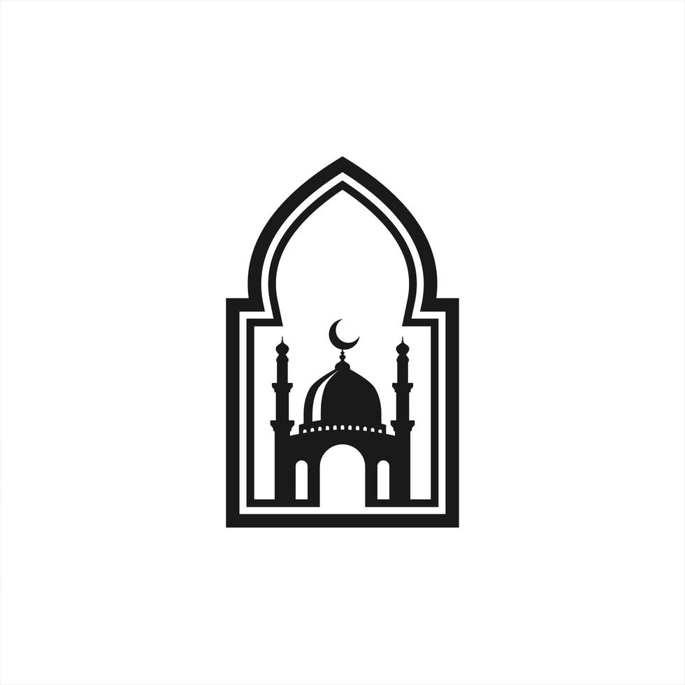 Mosque silhouette icon logo vector illustration design template