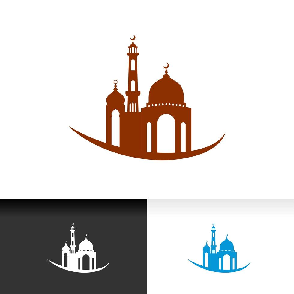 Mosque icon silhouette logo vector illustration design template