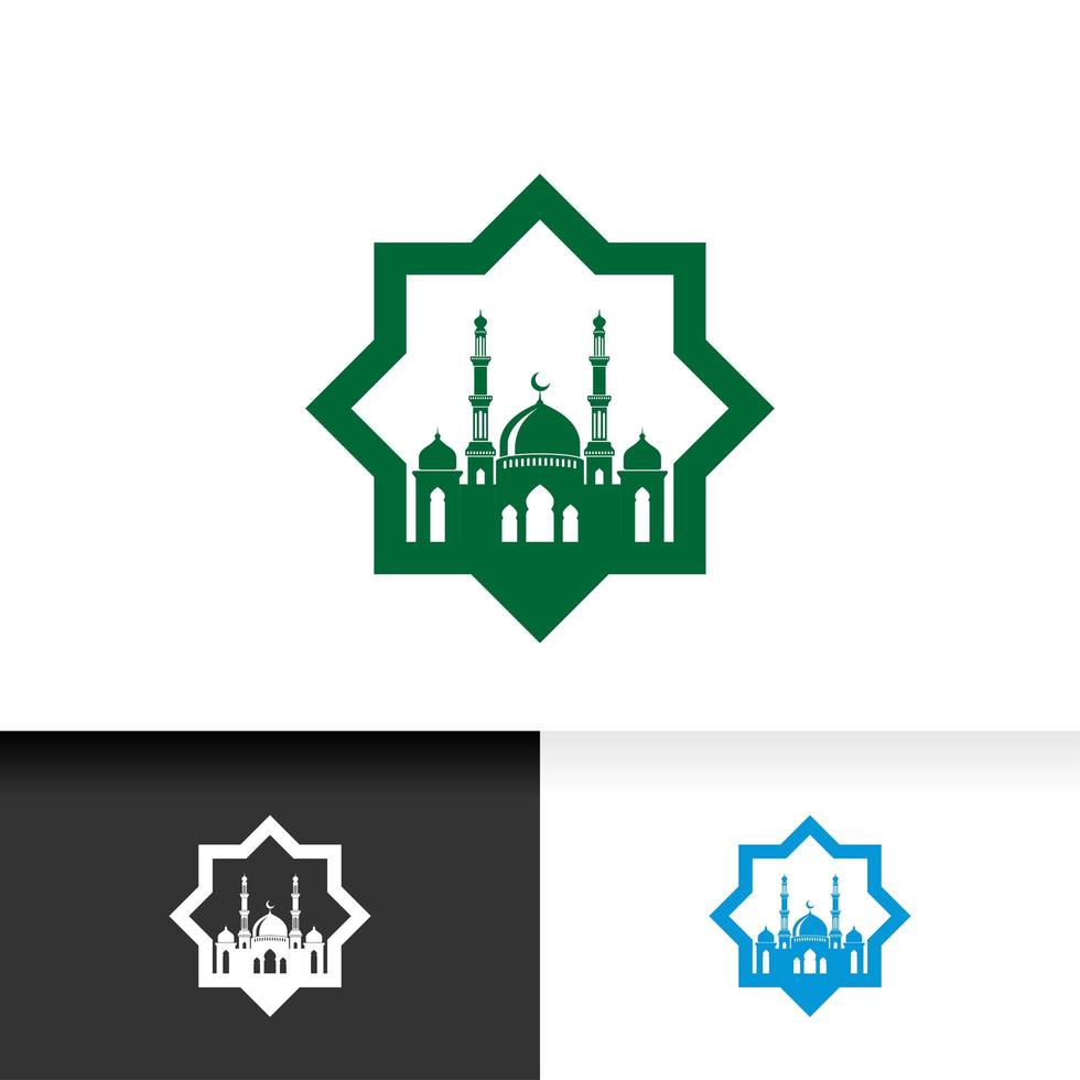 Mosque icon silhouette logo vector illustration design template