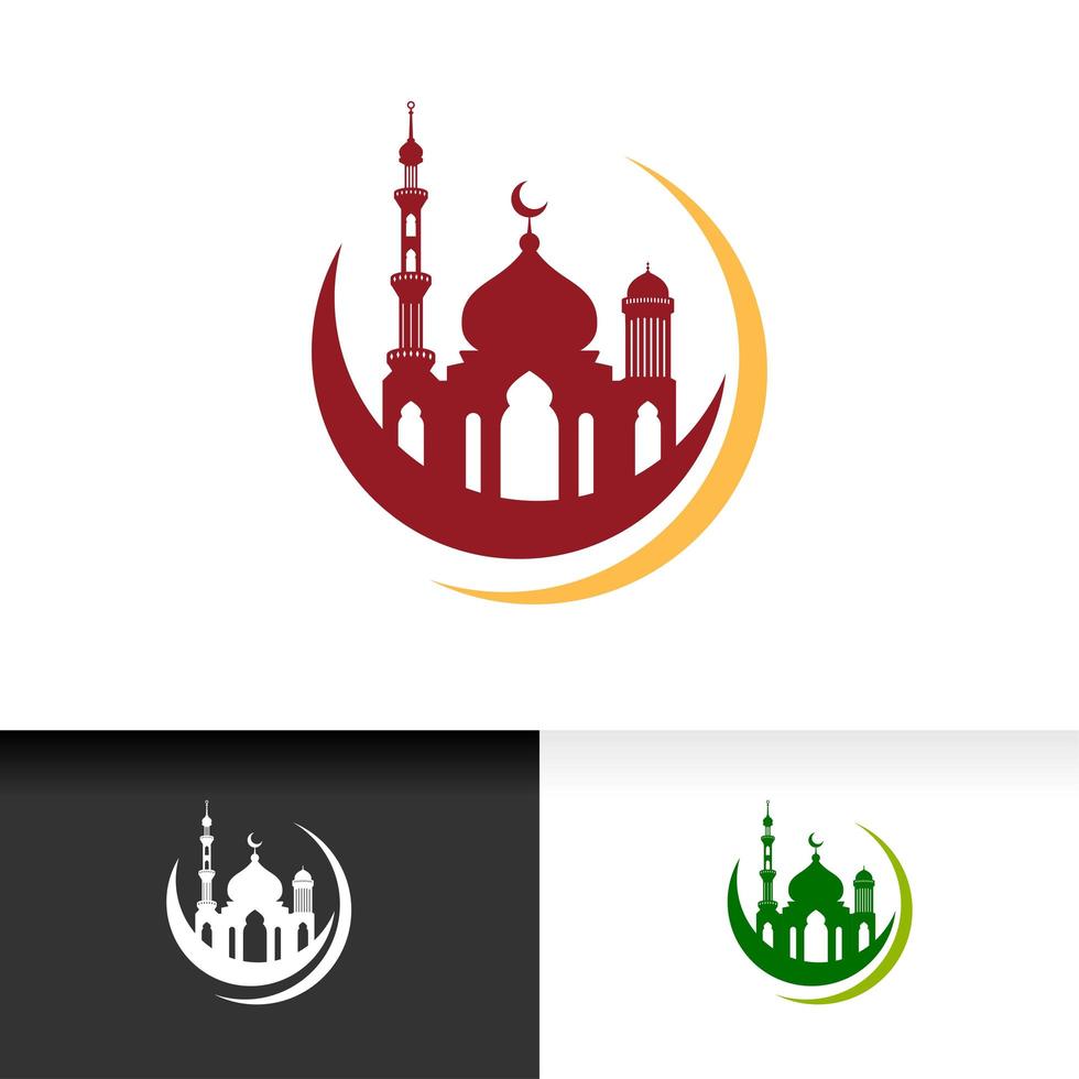 Mosque icon silhouette logo vector illustration design template