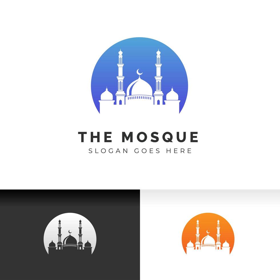 Mosque icon silhouette logo vector illustration design template