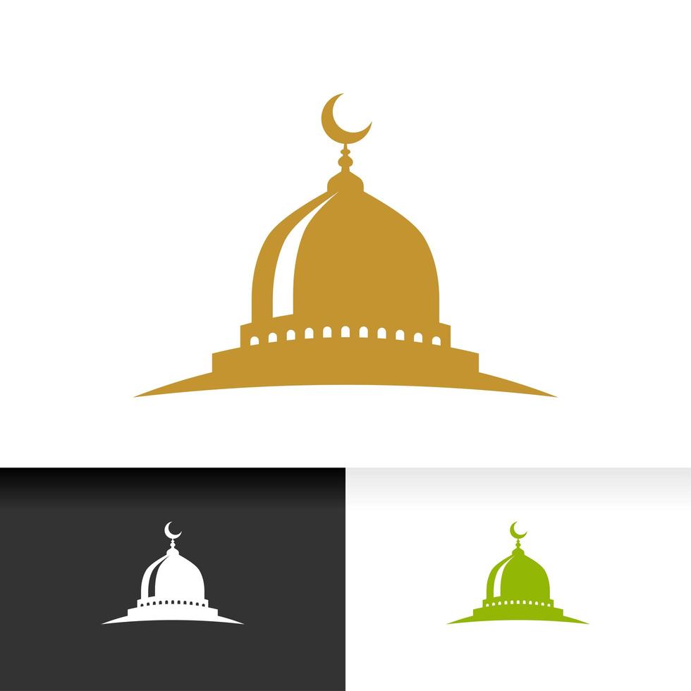 Dome mosque icon silhouette logo vector illustration design template