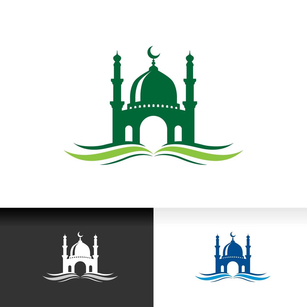 Mosque icon silhouette logo vector illustration design template