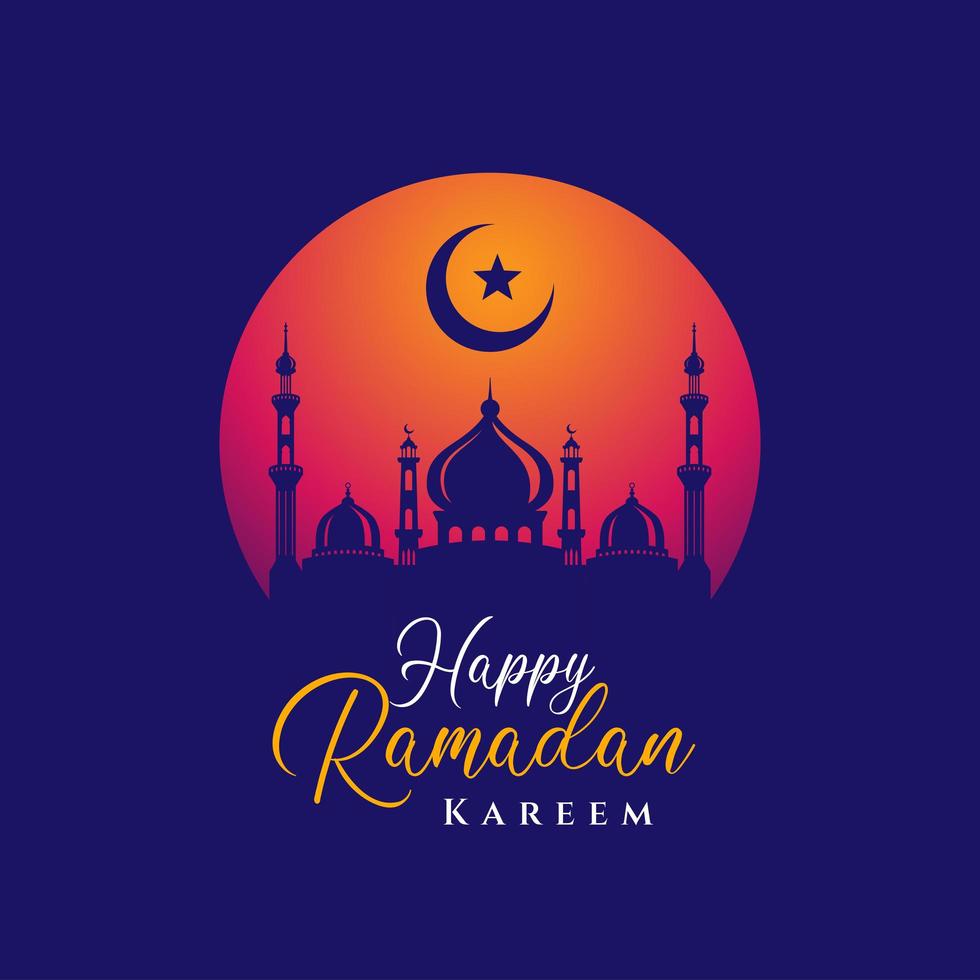 Happy Ramadan mubarak greetings card background design. Islamic background design. vector