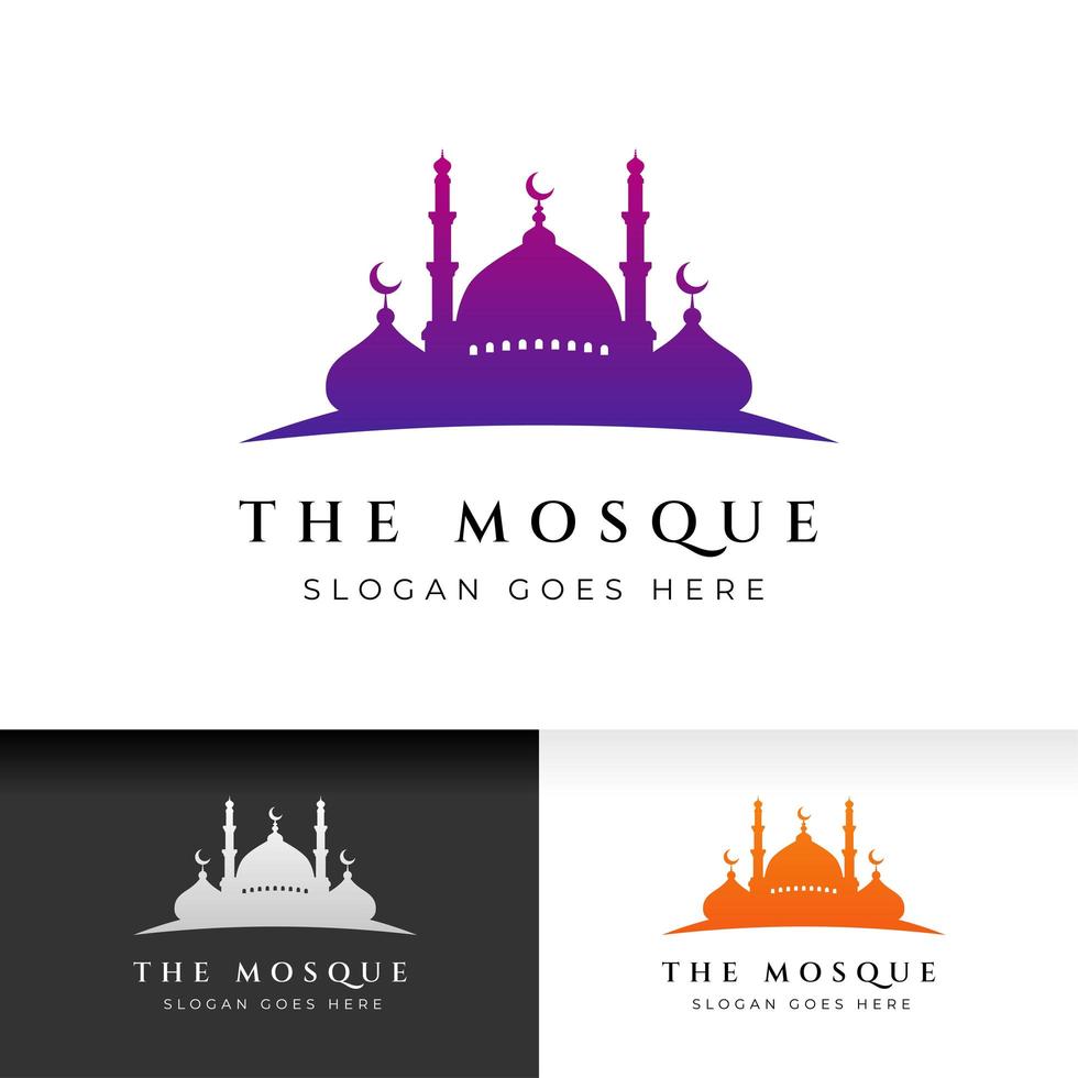 Mosque icon silhouette logo vector illustration design template