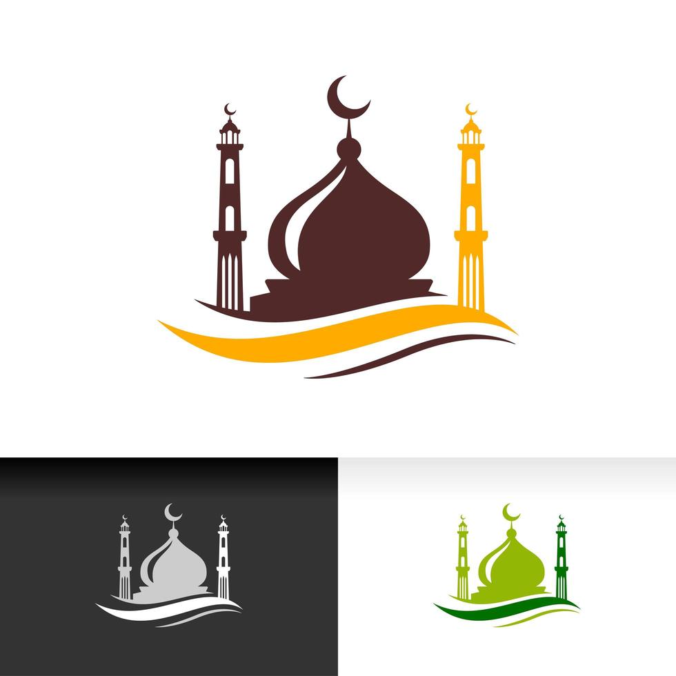 Mosque icon silhouette logo vector illustration design template