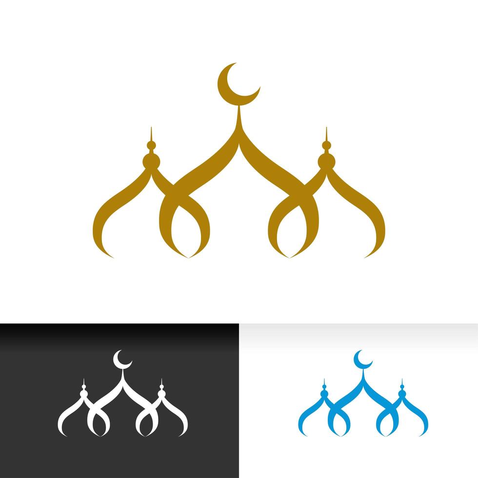 Mosque icon silhouette logo vector illustration design in gold color