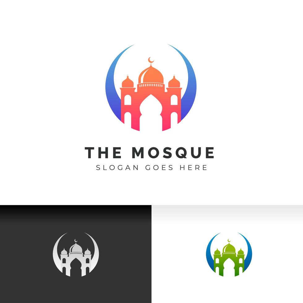 Mosque icon silhouette logo vector illustration design template
