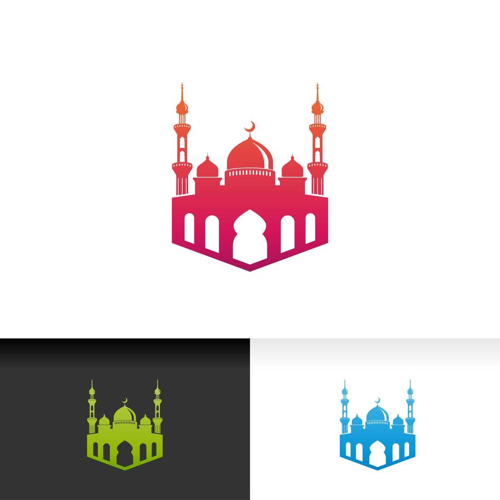 Mosque icon silhouette logo vector illustration design template