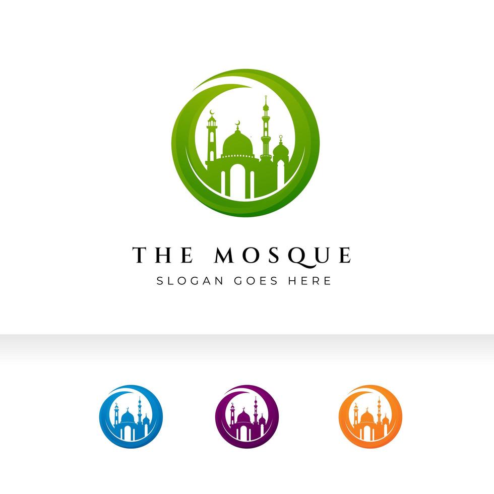 Mosque icon silhouette logo vector illustration design template