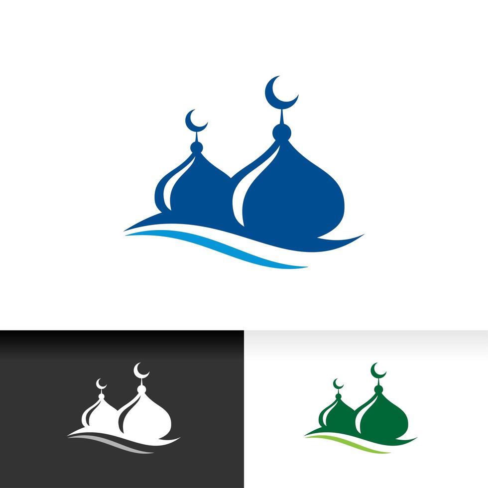 Dome mosque icon silhouette logo vector illustration design template
