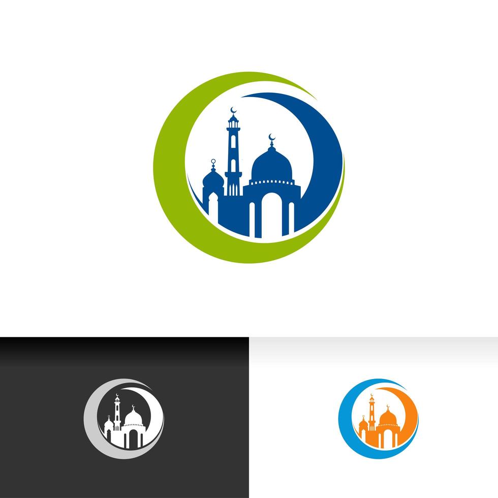 Mosque icon silhouette logo vector illustration design template