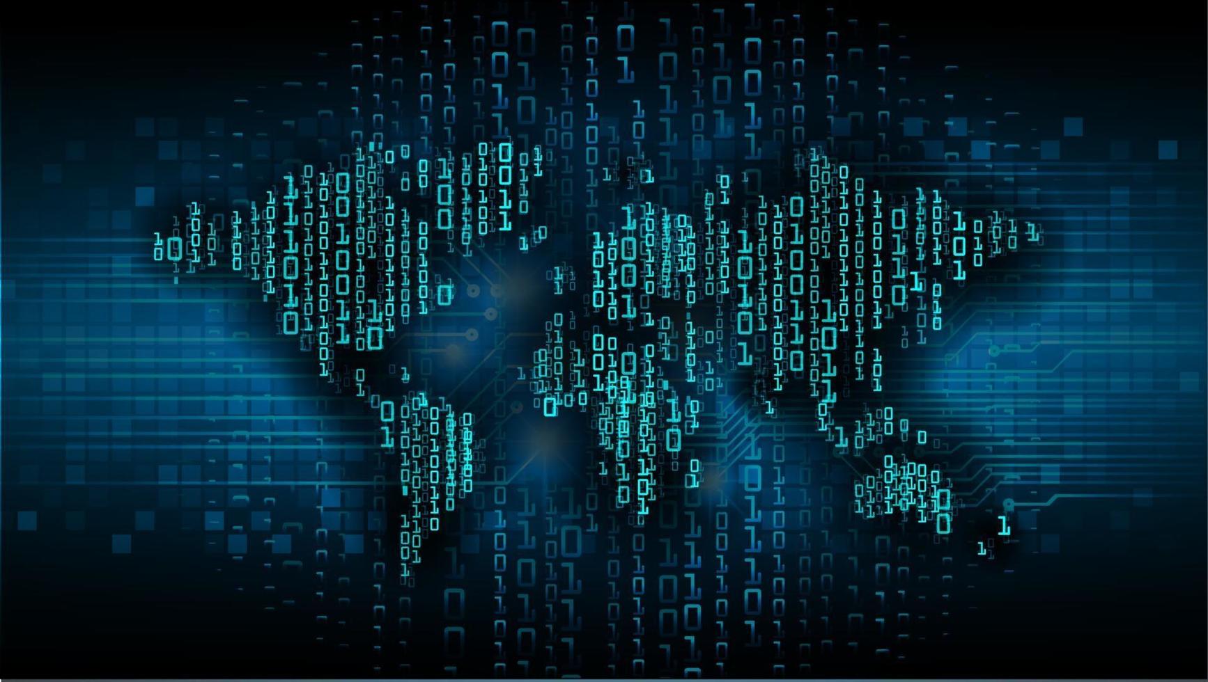world binary circuit board future technology, blue hud cyber security concept background vector