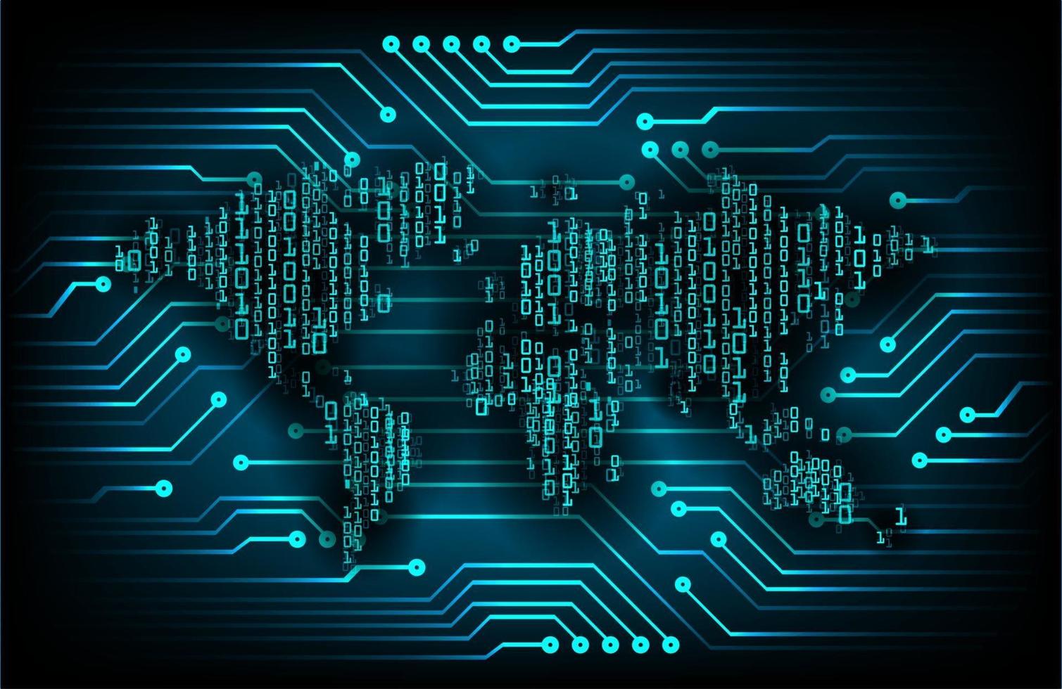 world binary circuit board future technology, blue hud cyber security concept background vector