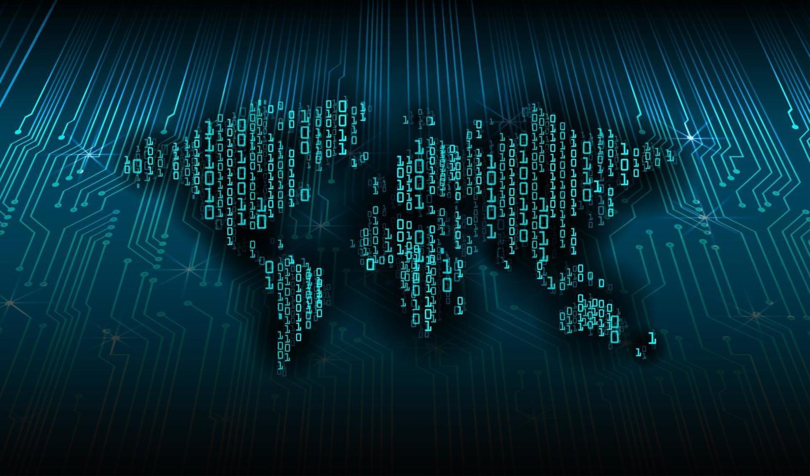 world binary circuit board future technology, blue hud cyber security concept background vector