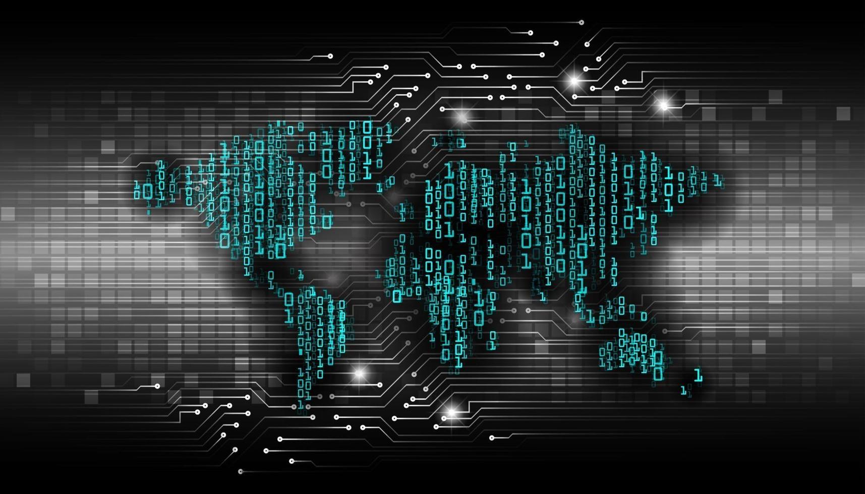 world binary circuit board future technology, blue hud cyber security concept background vector