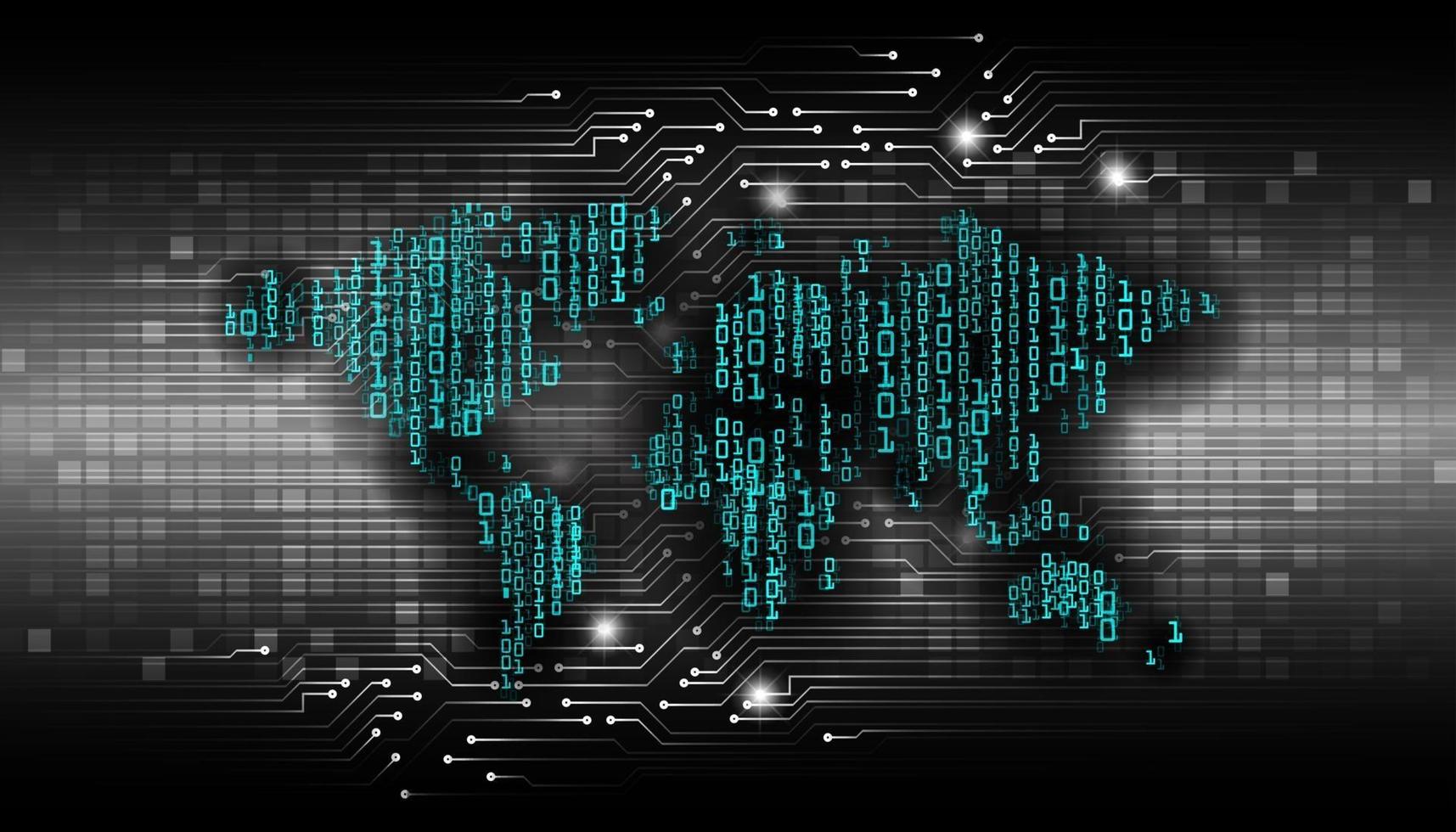 world binary circuit board future technology, blue hud cyber security concept background vector