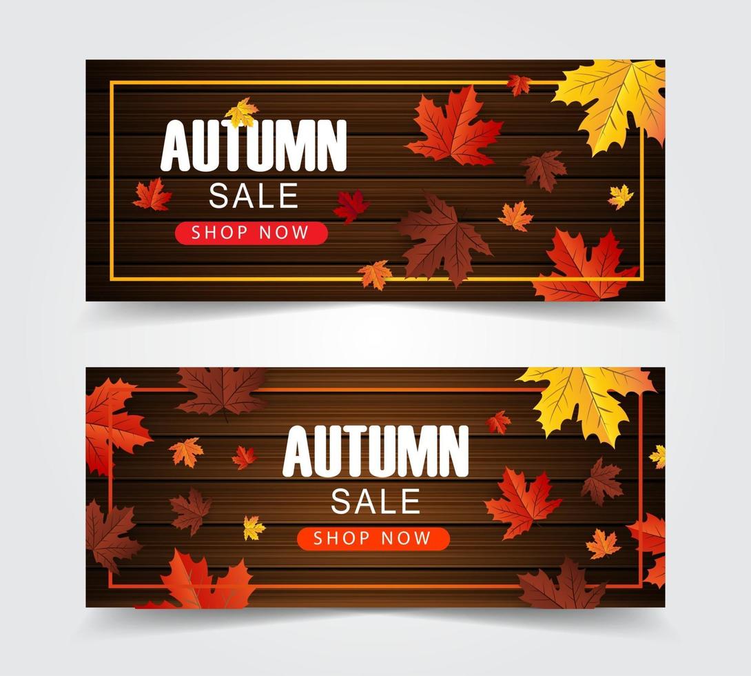 autumn maple leaf background banner vector