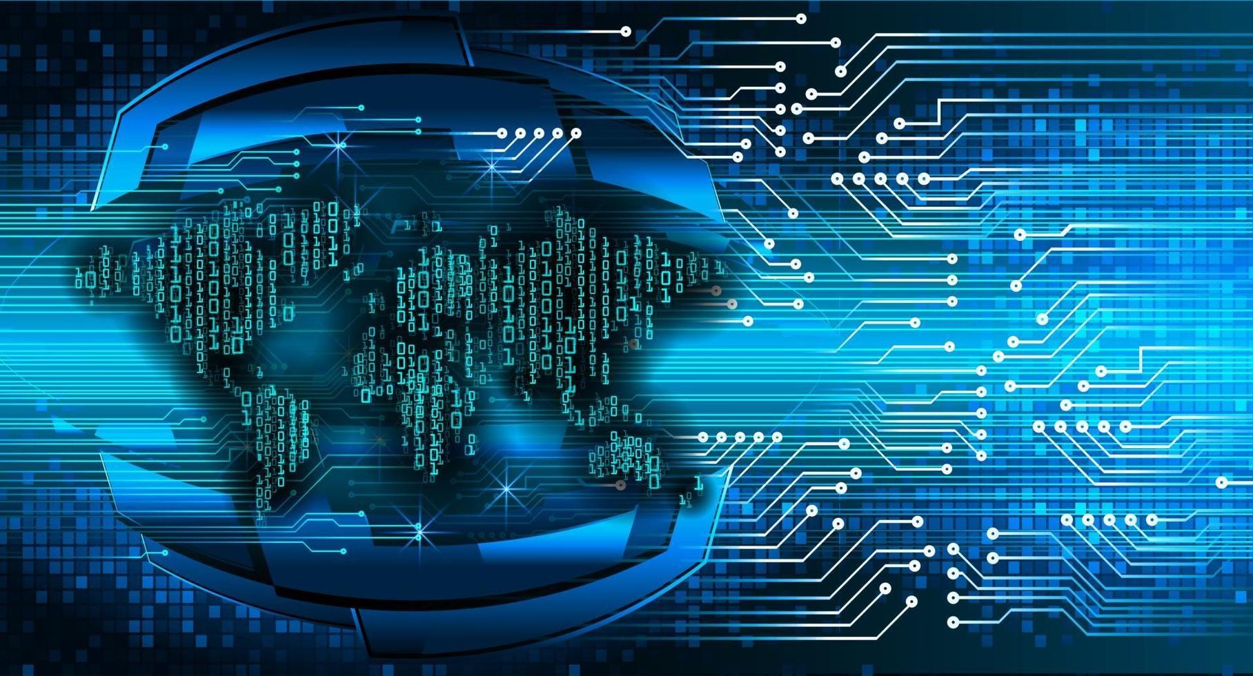 world binary circuit board future technology, blue hud cyber security concept background vector