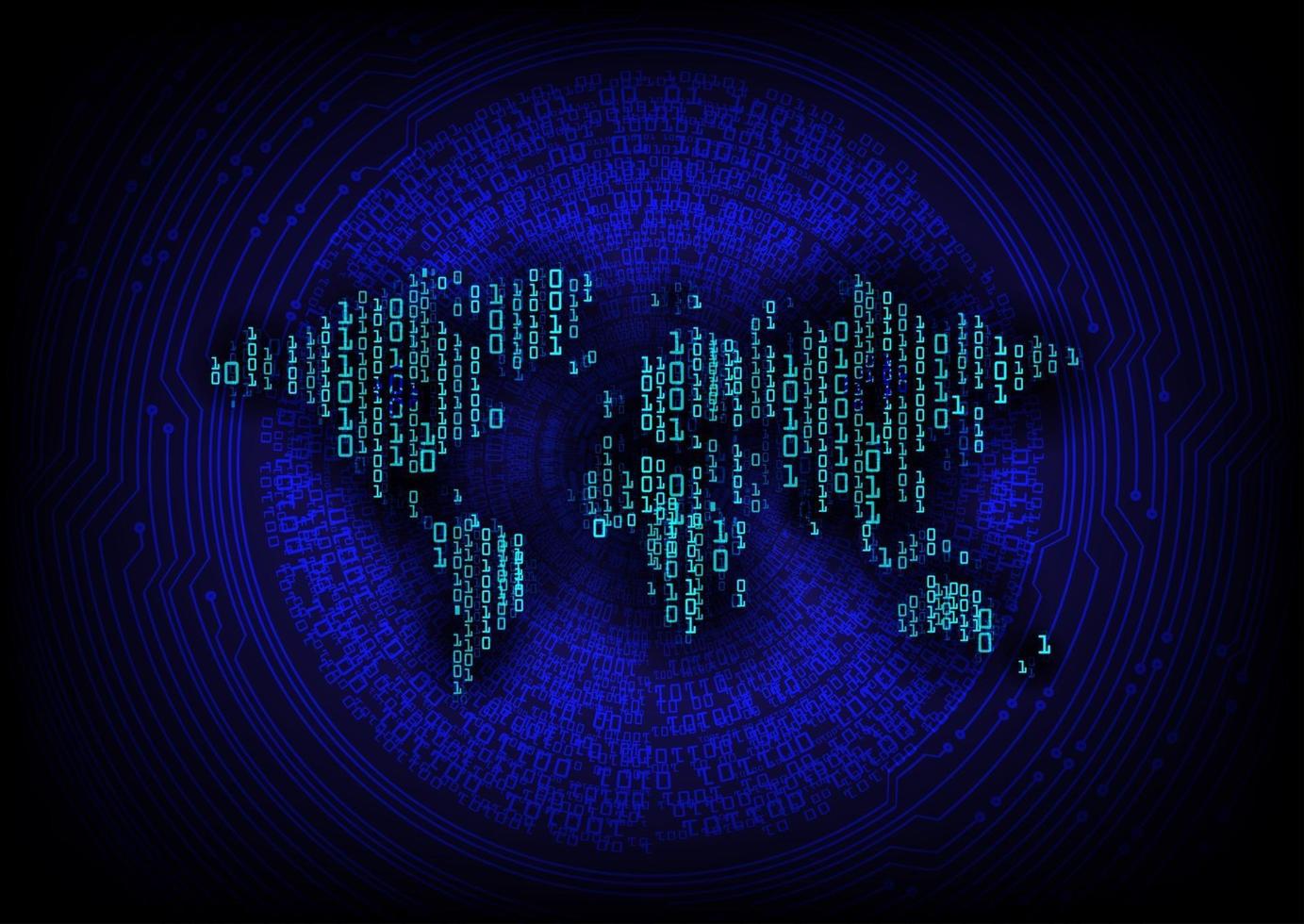 world binary circuit board future technology, blue hud cyber security concept background vector