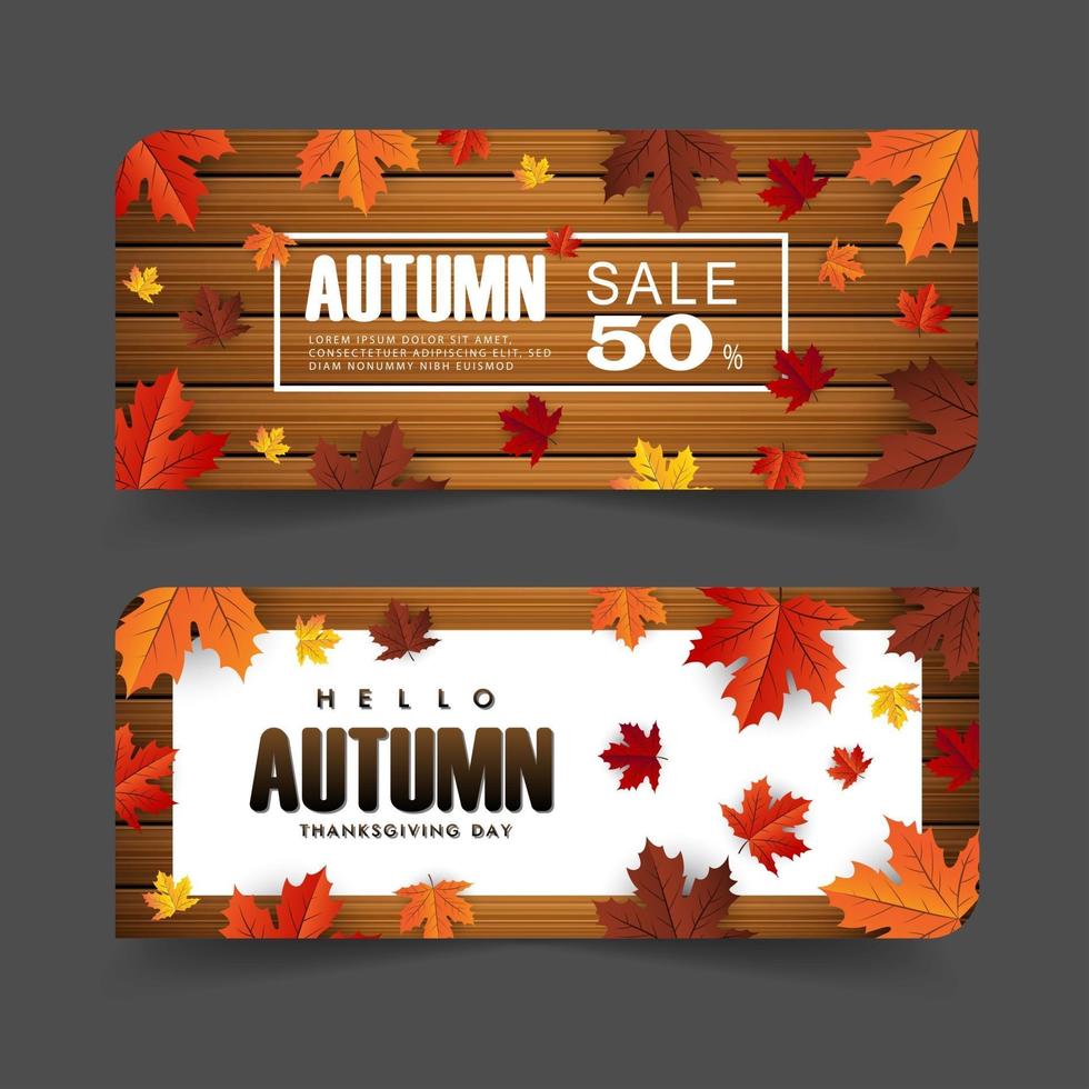 autumn maple leaf background banner vector